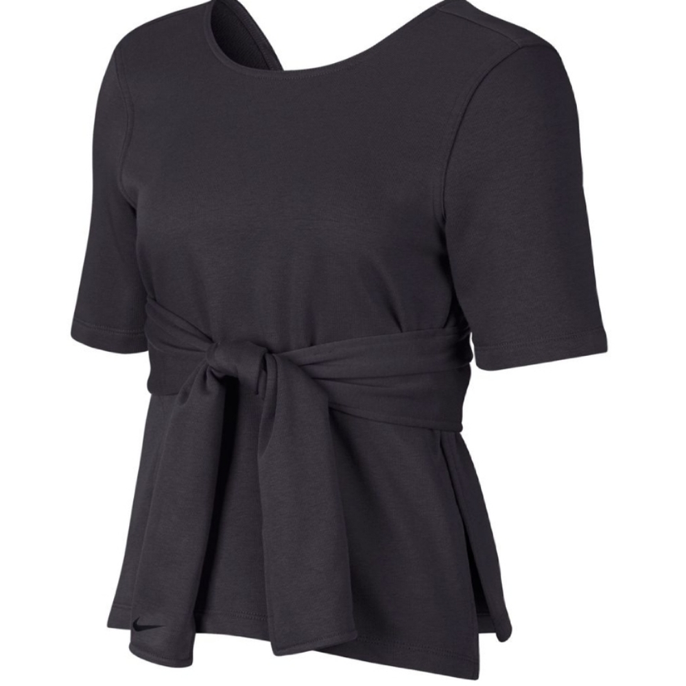 NIKE WOMEN'S STUDIO SHORT SLEEVE WRAP TOP - Picture 6 of 7